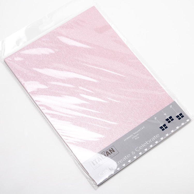 Pink Textured Metallic A4 Cardstock Sheets for DIY wedding invitations, card making and scrapbooking.