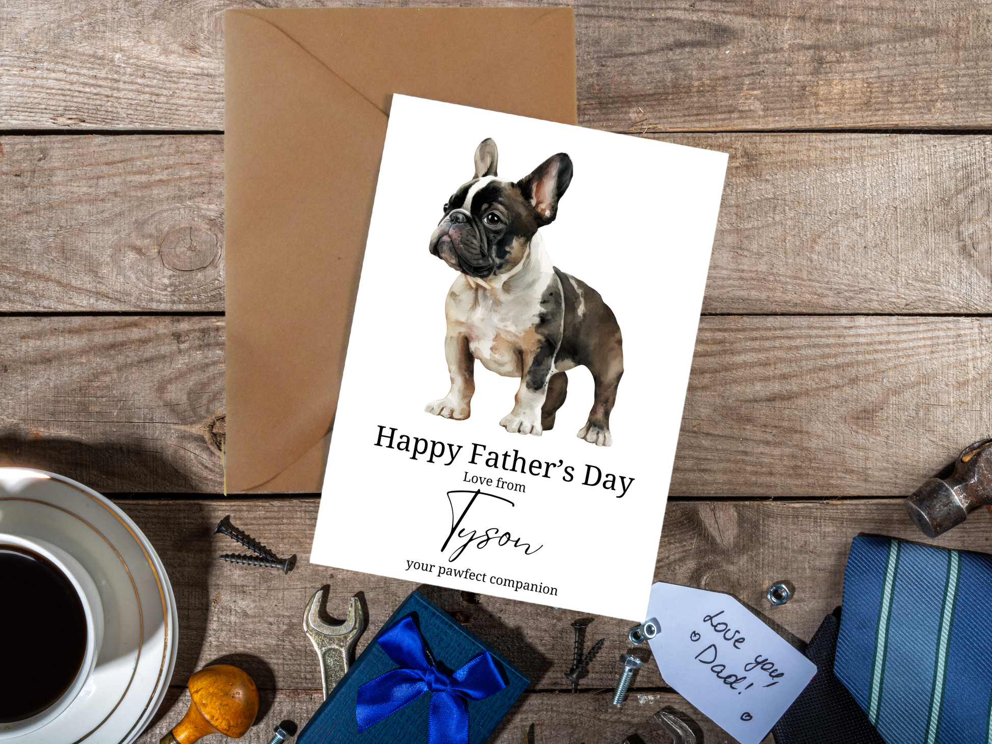 Father's Day card from the fench bull dog frenchie dog