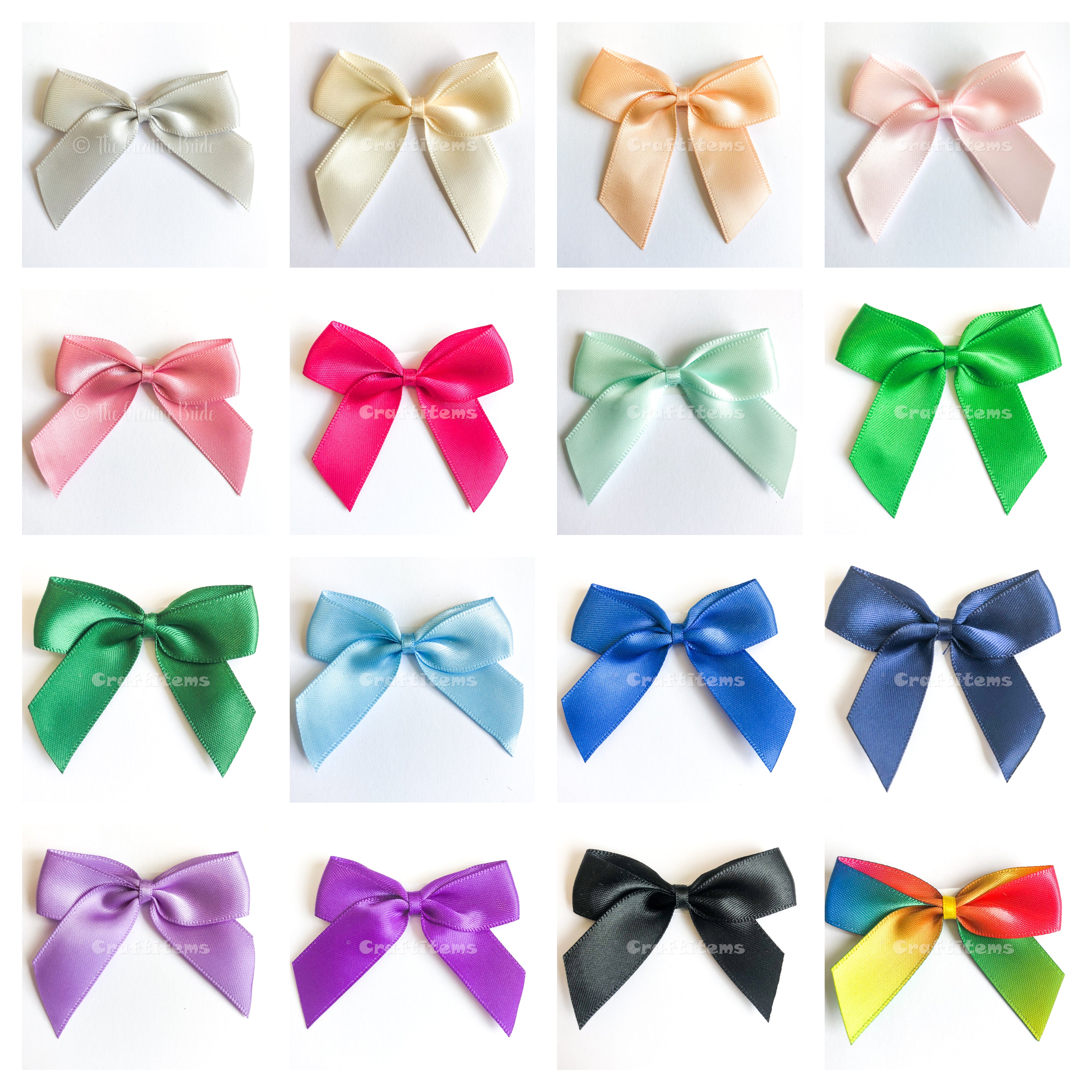 Stick On Satin Ribbon Bows In all Colours at The Creative Bride