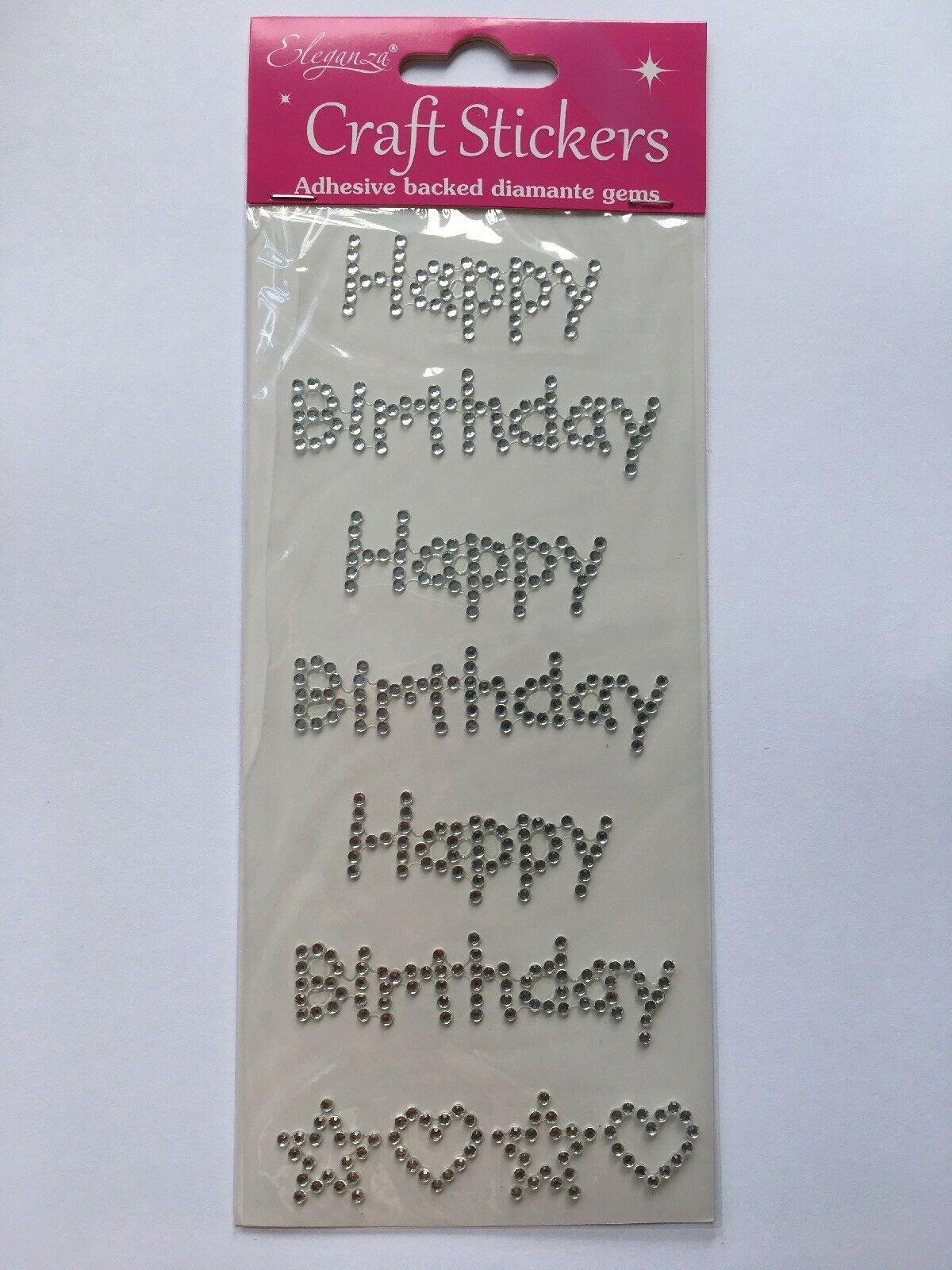 Happy Birthday Diamante Gem Stickers Self Adhesive For Card Making Art & Craft