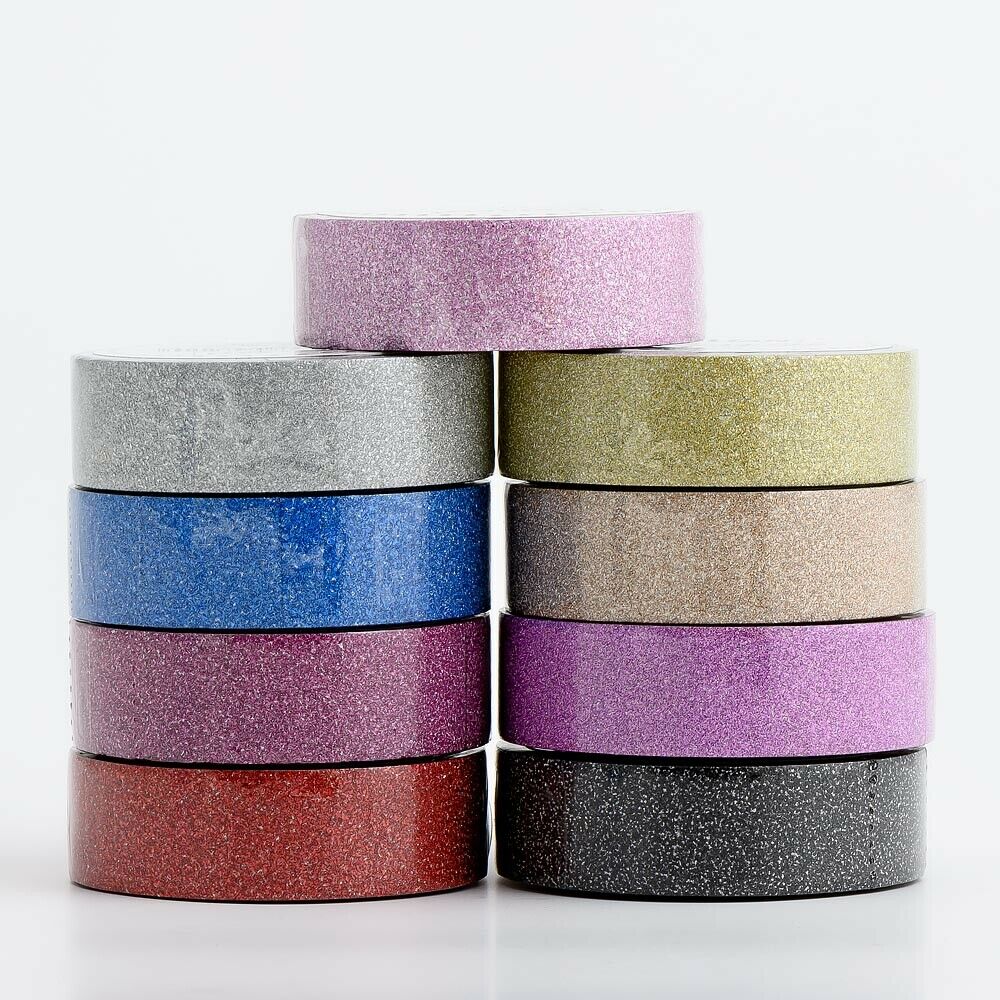 Glitter Washi Tape 15mm x10m Roll Self Adhesive Sticky Masking DIY Arts Crafts