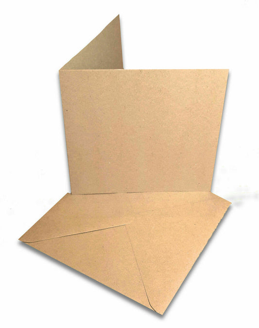 5 x 5" Square Kraft Card Blanks 280gsm Envelopes 120gsm For Wedding Invitations