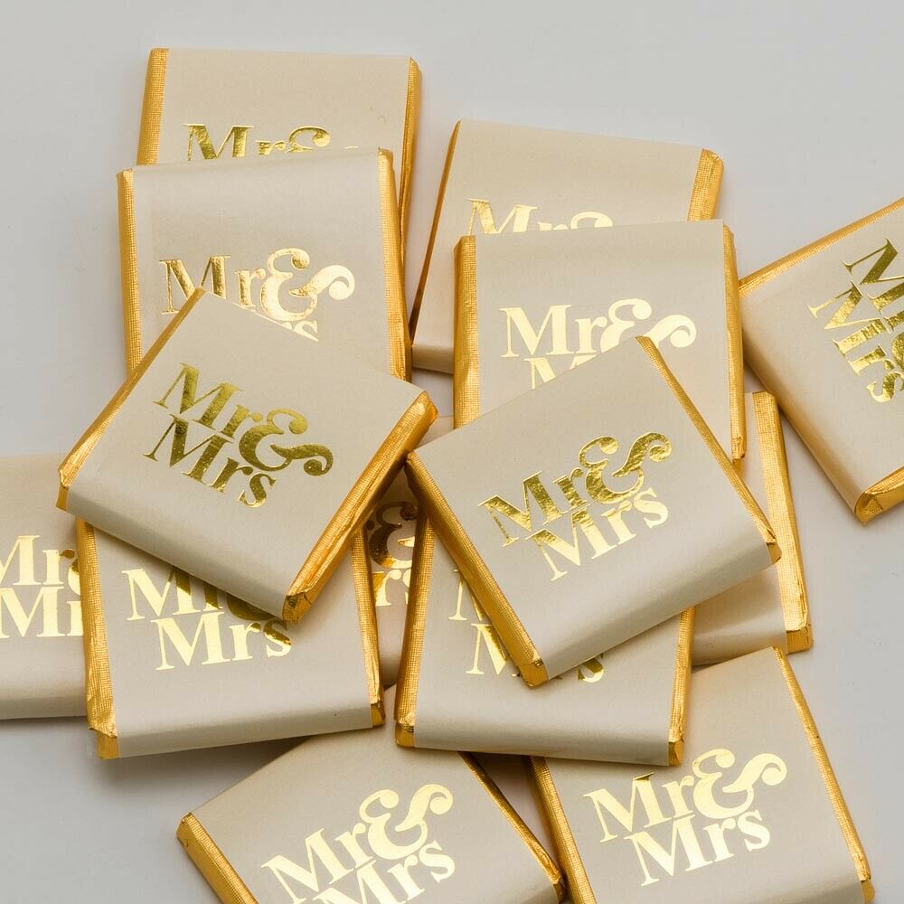 Wedding Chocolate Favours Neapolitans Mr & Mrs Foil Wrapped Sweets Table Party