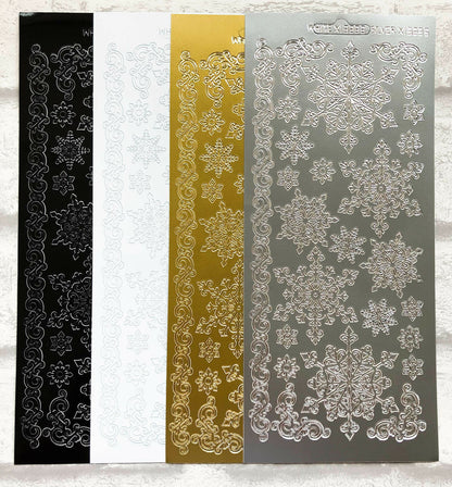 Christmas Snowflakes Borders Assorted Colours Card Craft Peel Off Stickers