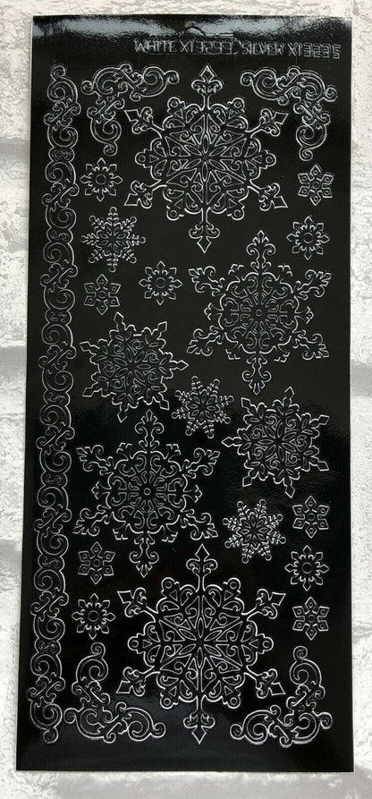 Christmas Snowflakes Borders Assorted Colours Card Craft Peel Off Stickers