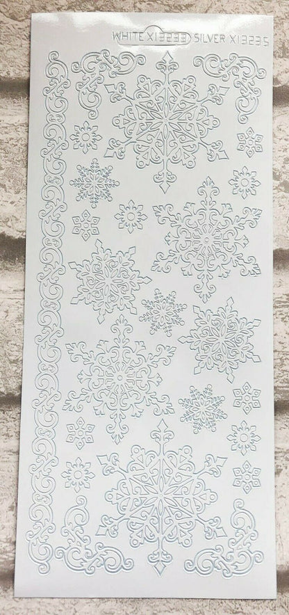 Christmas Snowflakes Borders Assorted Colours Card Craft Peel Off Stickers