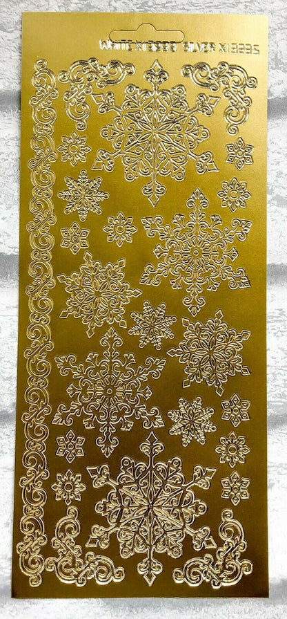 Christmas Snowflakes Borders Assorted Colours Card Craft Peel Off Stickers