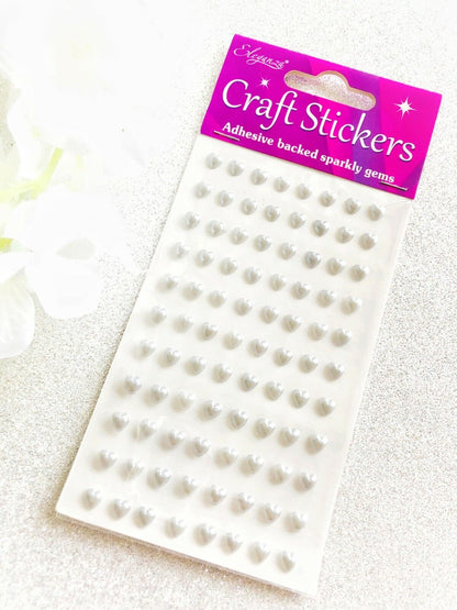 6mm Pearl Hearts Self Adhesive Stick On Craft Sticker Gems For Wedding Invites