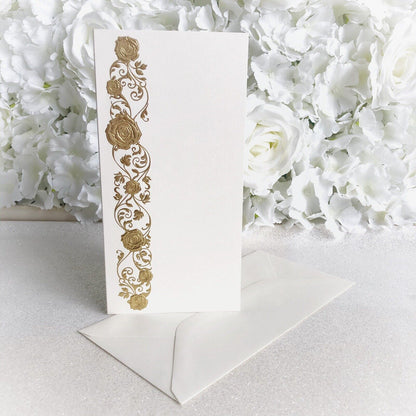 10 DL Luxury Gold Foiled Rose Ivory Wedding / Party Card Craft Blanks Envelopes