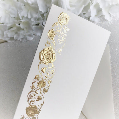 10 DL Luxury Gold Foiled Rose Ivory Wedding / Party Card Craft Blanks Envelopes