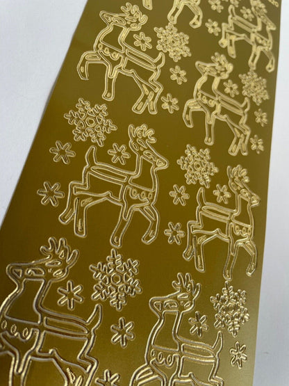 Reindeer Christmas Peel Off Sticker Sheet For Card Making Craft Snowflakes