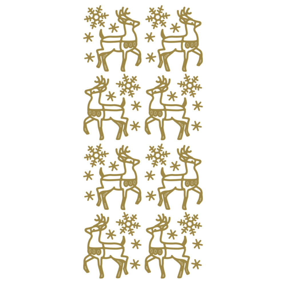 Reindeer Christmas Peel Off Sticker Sheet For Card Making Craft Snowflakes