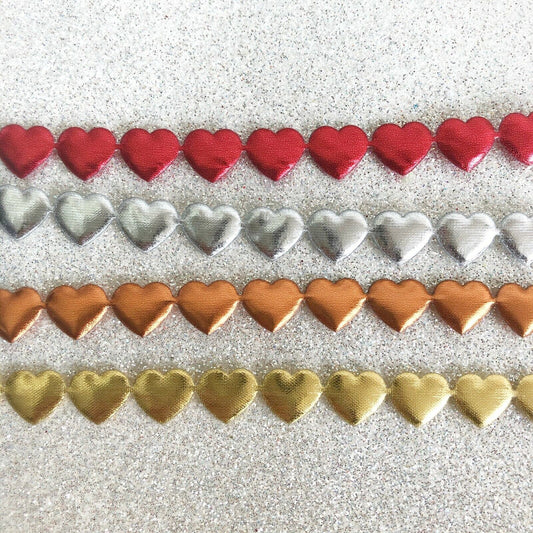 Love Heart Shaped Ribbon Braid Trim Double Sided Metallic 1M Padded Shapes Craft