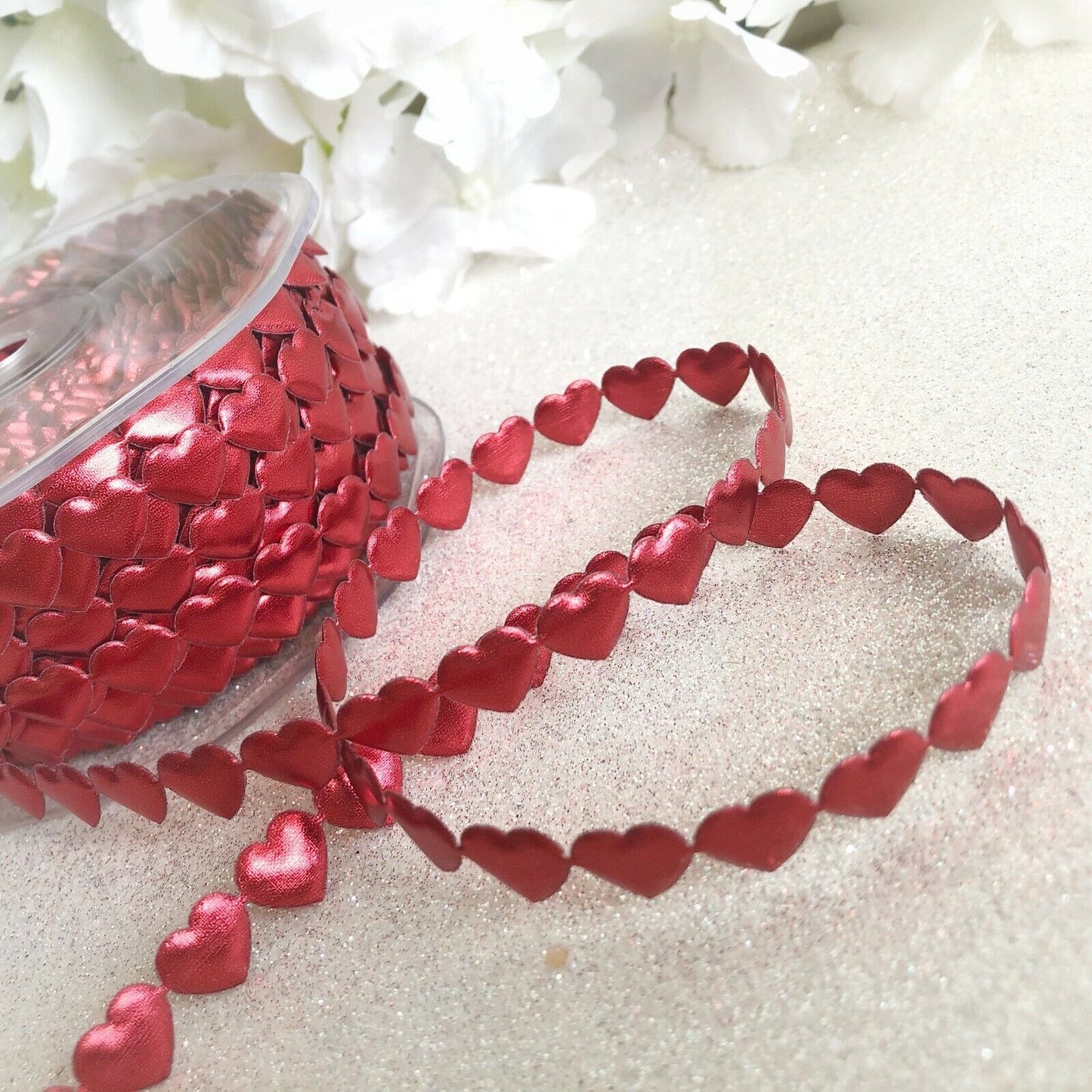 Love Heart Shaped Ribbon Braid Trim Double Sided Metallic 1M Padded Shapes Craft