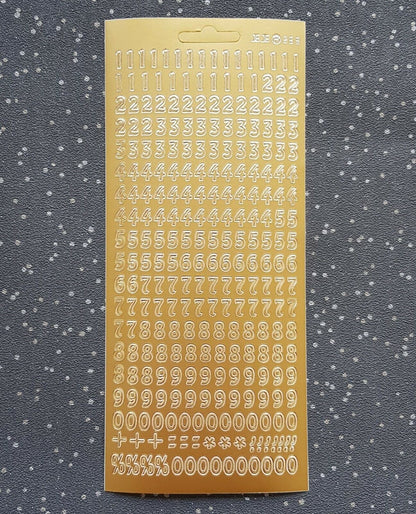 Modern Numbers Gold Silver Peel Off Sticker Sheet Card Making Scrapbook Craft