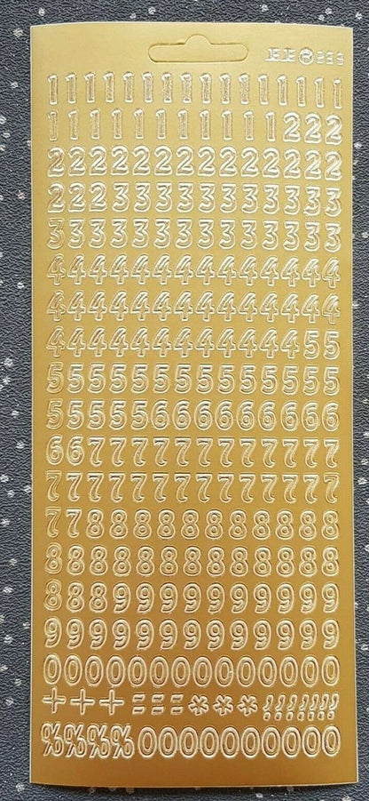 Modern Numbers Gold Silver Peel Off Sticker Sheet Card Making Scrapbook Craft