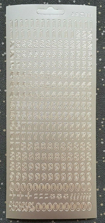 Modern Numbers Gold Silver Peel Off Sticker Sheet Card Making Scrapbook Craft