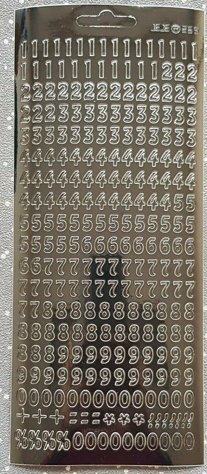 Modern Numbers Gold Silver Peel Off Sticker Sheet Card Making Scrapbook Craft