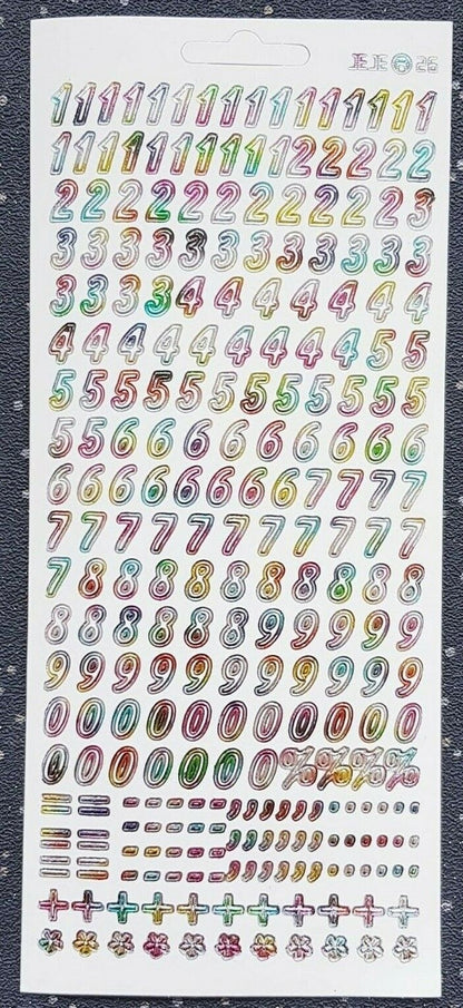 Modern Numbers Gold Silver Peel Off Sticker Sheet Card Making Scrapbook Craft