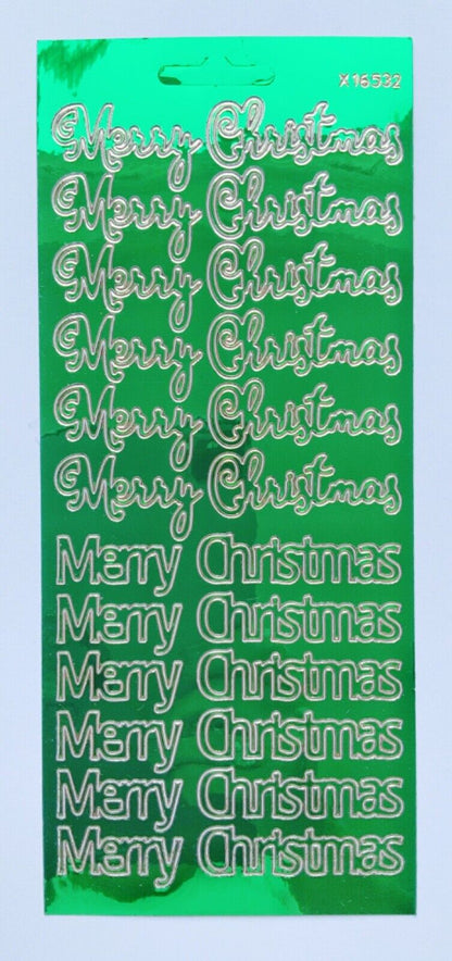 Merry Christmas Mirror Peel Off Sticker Sheet For Card Making Scrapbook Craft