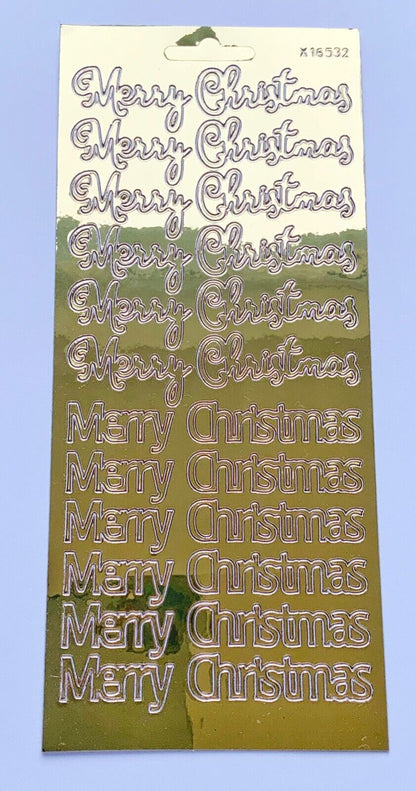 Merry Christmas Mirror Peel Off Sticker Sheet For Card Making Scrapbook Craft