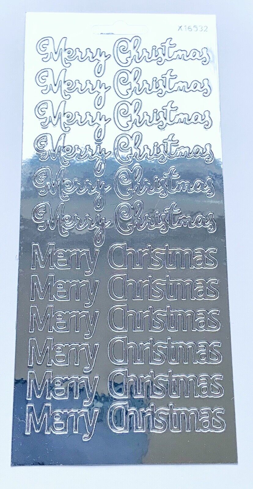 Merry Christmas Mirror Peel Off Sticker Sheet For Card Making Scrapbook Craft