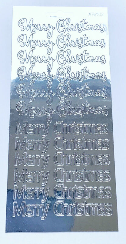 Merry Christmas Mirror Peel Off Sticker Sheet For Card Making Scrapbook Craft