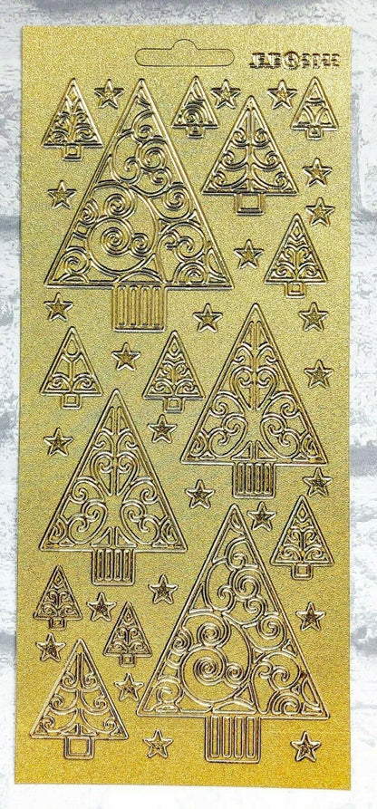 Modern Christmas Trees Card Peel Off Sticker Sheet Card Making Art & Craft