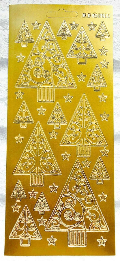 Modern Christmas Trees Card Peel Off Sticker Sheet Card Making Art & Craft