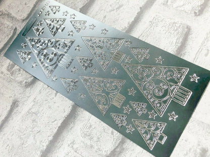 Modern Christmas Trees Card Peel Off Sticker Sheet Card Making Art & Craft