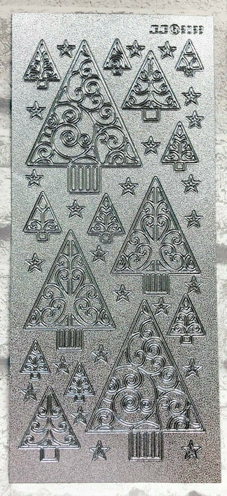 Modern Christmas Trees Card Peel Off Sticker Sheet Card Making Art & Craft