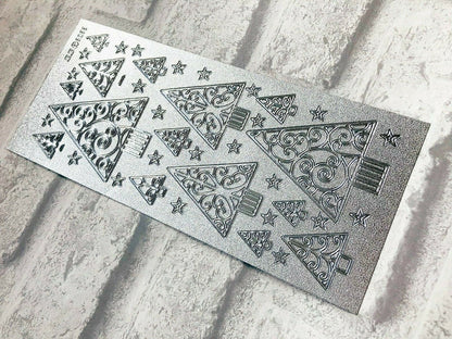 Modern Christmas Trees Card Peel Off Sticker Sheet Card Making Art & Craft