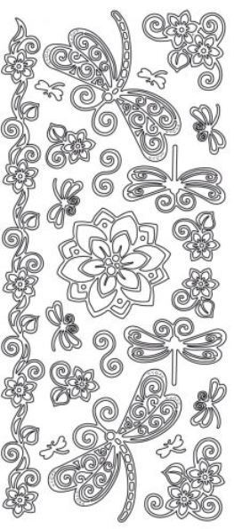 Dragonfly Flowers Border & Corners Peel Off Sticker Sheet For Card Making Craft