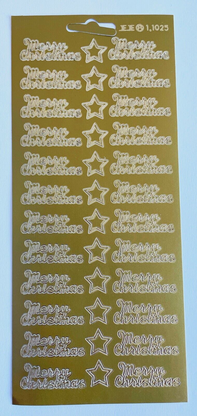 Merry Christmas Peel Off Sticker Sheet 24 Greetings & 12 Stars Card Making Craft