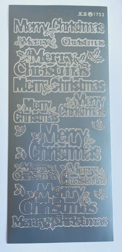 Large Merry Christmas Greeting Peel Off Sticker Sheet For Card Making Art Craft