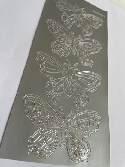 Extra Large Butterfly Peel Off Sticker Sheet For Card Making Craft Gold / Silver