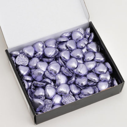 Chocolate Wedding Favours Belgian Chocolate Lilac Purple Foil Wrapped Heart Chocolates Gift Box Chocolates Without Gift Wrap