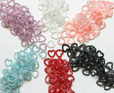 50 Small Pearl Effect Beaded Hearts 11mm Clearance