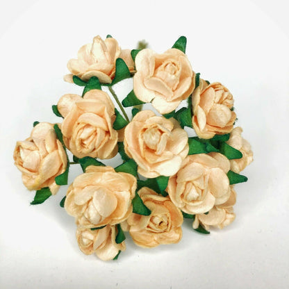 Mini Mulberry Paper Roses 15mm Flowers Wire Green Bendy Stem Card Making Craft