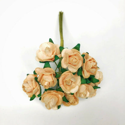 Mini Mulberry Paper Roses 15mm Flowers Wire Green Bendy Stem Card Making Craft