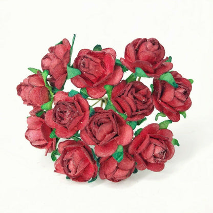 Mini Mulberry Paper Roses 15mm Flowers Wire Green Bendy Stem Card Making Craft