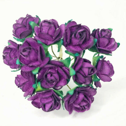 Mini Mulberry Paper Roses 15mm Flowers Wire Green Bendy Stem Card Making Craft