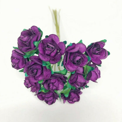 Mini Mulberry Paper Roses 15mm Flowers Wire Green Bendy Stem Card Making Craft