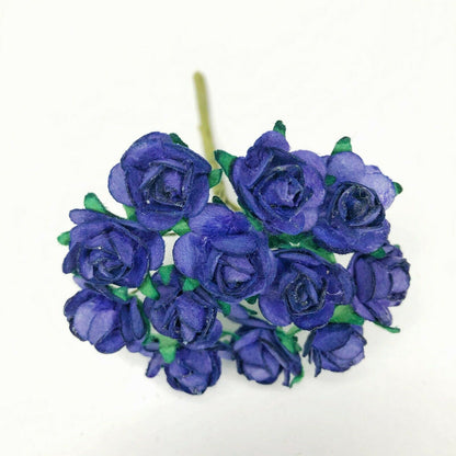 Mini Mulberry Paper Roses 15mm Flowers Wire Green Bendy Stem Card Making Craft