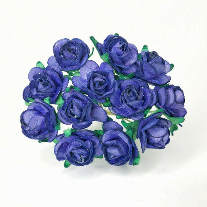 Mini Mulberry Paper Roses 15mm Flowers Wire Green Bendy Stem Card Making Craft