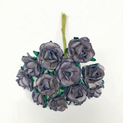 Mini Mulberry Paper Roses 15mm Flowers Wire Green Bendy Stem Card Making Craft