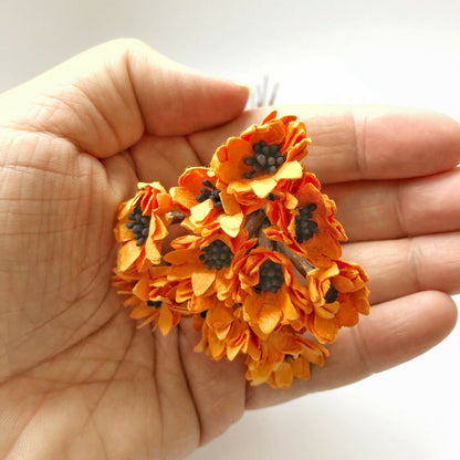 Sun Daisy Paper Flowers With Wire Bendy Stem For Card Making Craft Embellishment