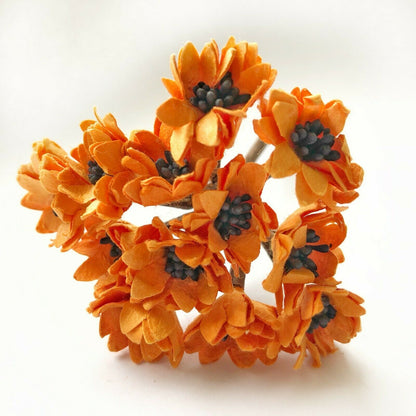 Sun Daisy Paper Flowers With Wire Bendy Stem For Card Making Craft Embellishment