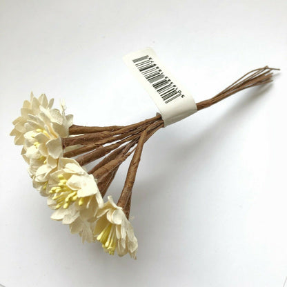 Sun Daisy Paper Flowers With Wire Bendy Stem For Card Making Craft Embellishment