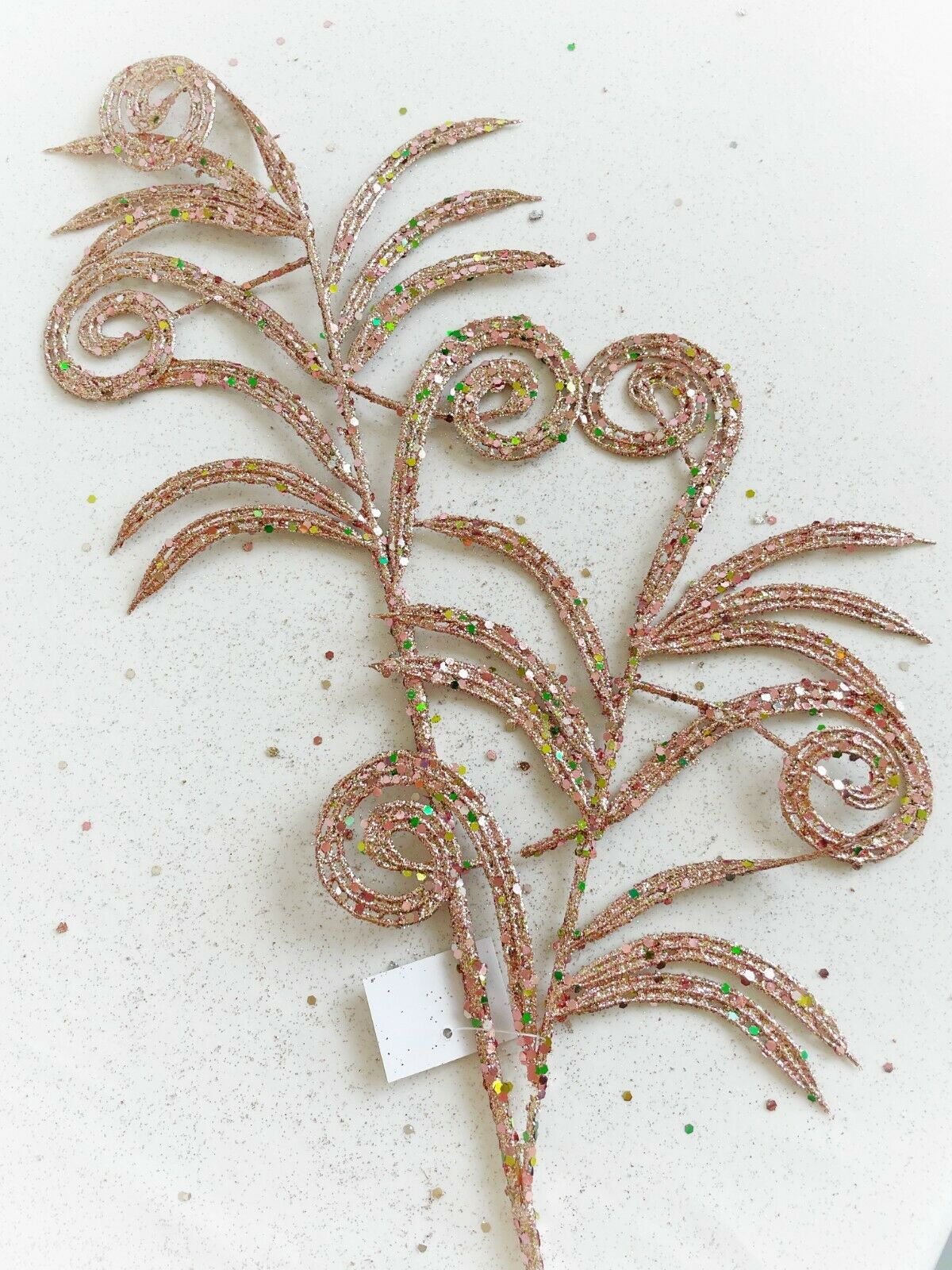 Glitter Peacock Christmas Decoration 85cm Tree Florist Spray Rose Gold Silver